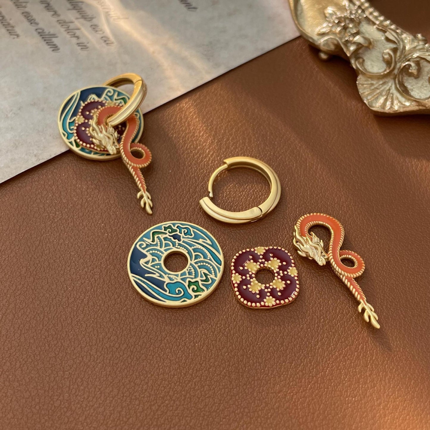 Retro Palace Dragon Earrings – National Style Copper Jewelry for Women