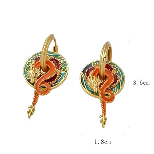 Retro Palace Dragon Earrings – National Style Copper Jewelry for Women