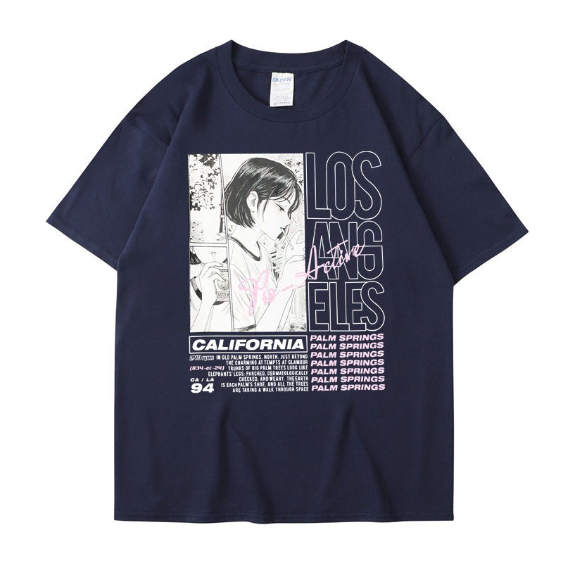 Anime Girl Print Summer T-Shirt – Soft Cotton Casual Tee for Fans
