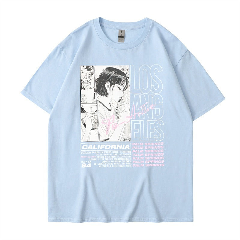 Anime Girl Print Summer T-Shirt – Soft Cotton Casual Tee for Fans