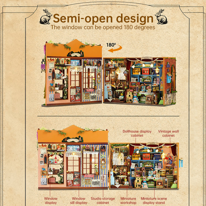 DIY Wooden Wonderhouse Book Nook – Miniature Bookend Puzzle Kit for Home Decor