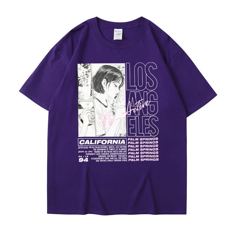 Anime Girl Print Summer T-Shirt – Soft Cotton Casual Tee for Fans