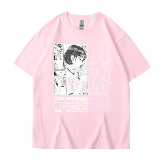 Anime Girl Print Summer T-Shirt – Soft Cotton Casual Tee for Fans