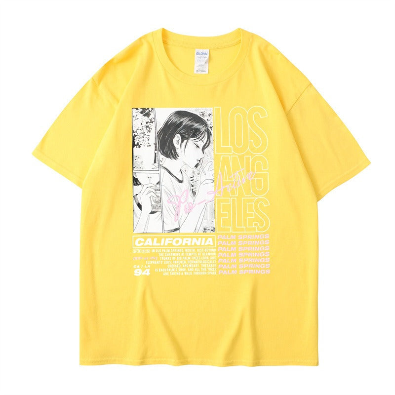 Anime Girl Print Summer T-Shirt – Soft Cotton Casual Tee for Fans