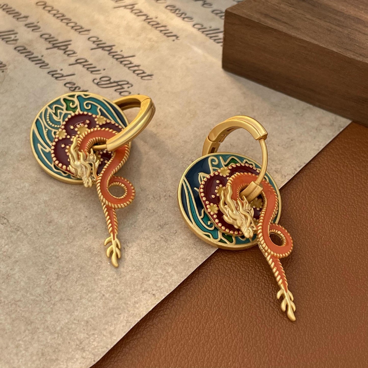Retro Palace Dragon Earrings – National Style Copper Jewelry for Women
