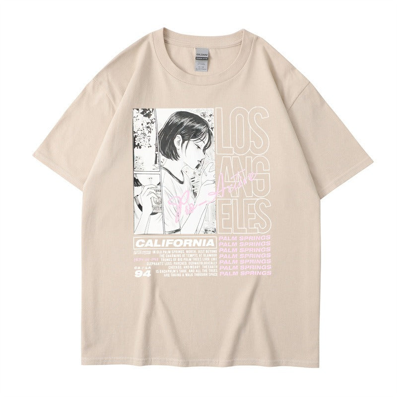 Anime Girl Print Summer T-Shirt – Soft Cotton Casual Tee for Fans