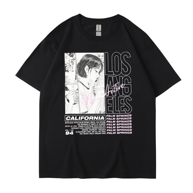 Anime Girl Print Summer T-Shirt – Soft Cotton Casual Tee for Fans