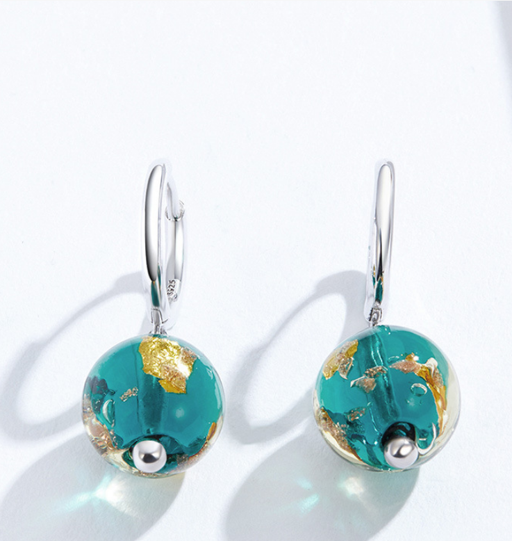 Dreamdrop Glazed Glass Earrings (S925 Sterling Silver)