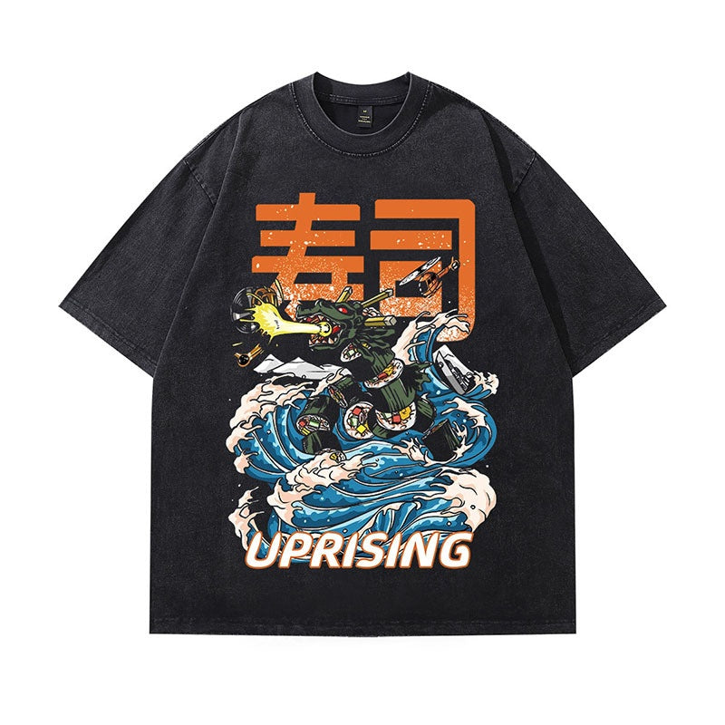 Japanese Anime Print Oversized T-Shirt – Unisex Streetwear Cotton Tee
