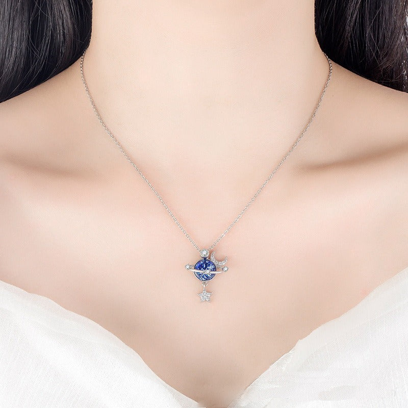 Stellar Orbit Moon & Planet Necklace