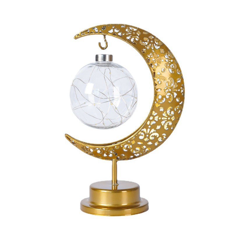 MoonGlow Iron Frame LED Moon & Star Lamp – Warm White Desk & Decor Light